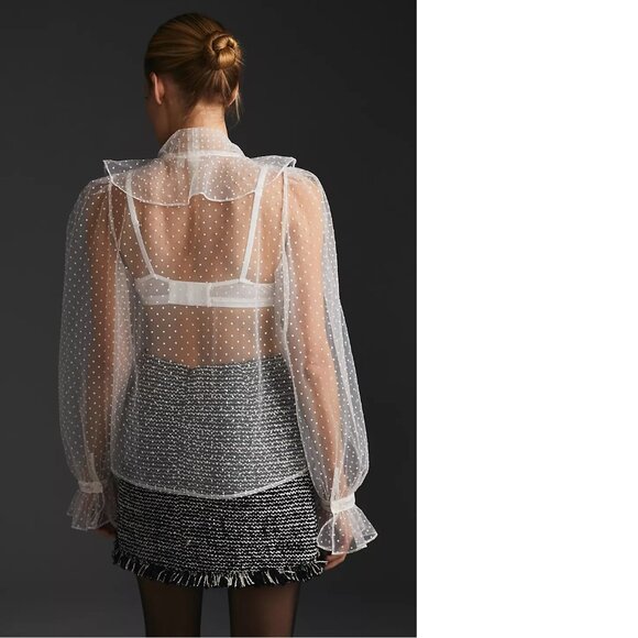 anthropologie DOLAN Sheer Tie-Neck Blouse size S new nwt - Picture 3 of 5